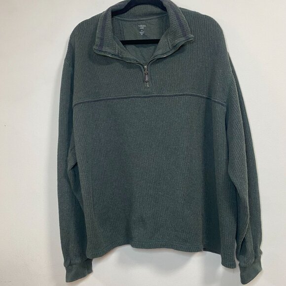 Van Heusen Studio Men's 1/4 Zip Pullover Sweater XXL Green Cotton - Picture 1 of 8